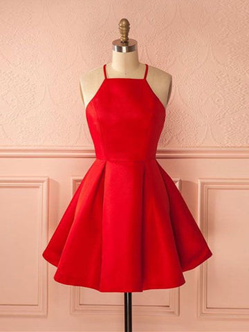 Red Halter Short Prom Dress REAL005
