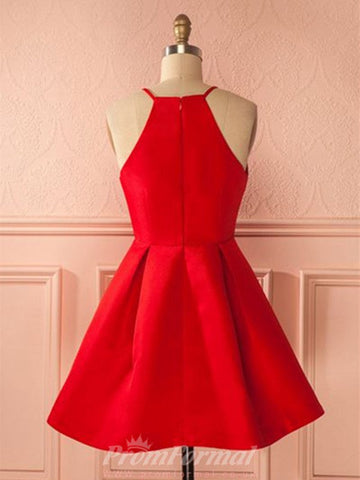 Red Halter Short Prom Dress REAL005