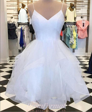 White Straps Teens Short Prom Dresses REAL006