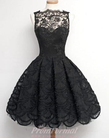 Short Black Teen Lace Prom Dress REAL010