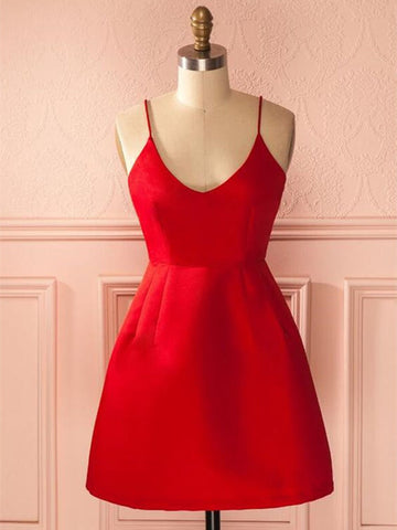 Simple Short Red Prom Dress REAL017