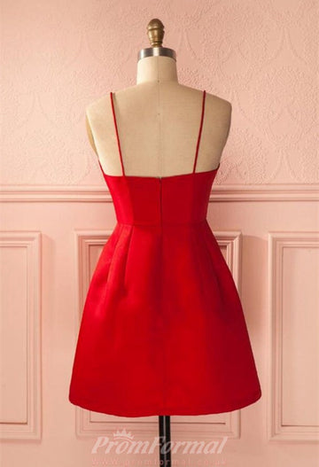 Simple Short Red Prom Dress REAL017