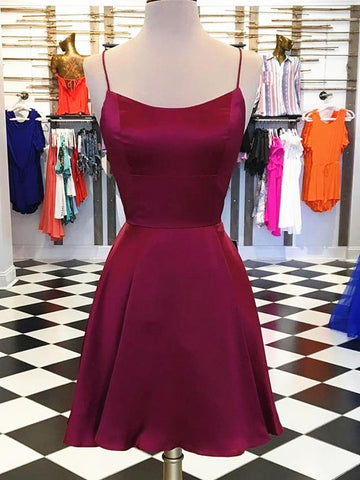 Short Burgundy Junior Prom Dress REAL018