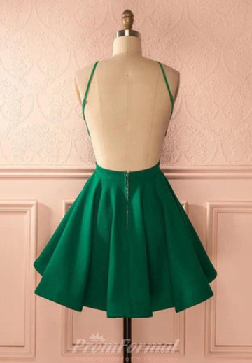 Round Neck Short Green Prom Dress REAL019