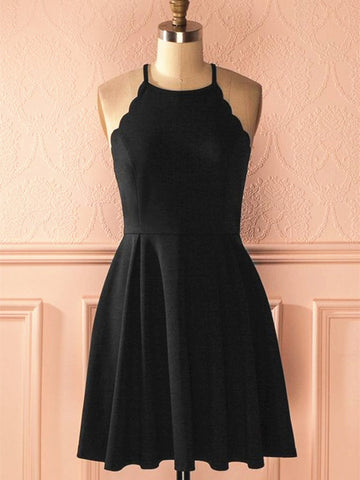 Halter Junior Short Black Prom Dress REAL020