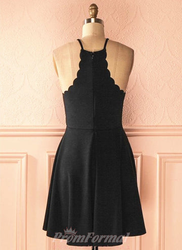 Halter Junior Short Black Prom Dress REAL020