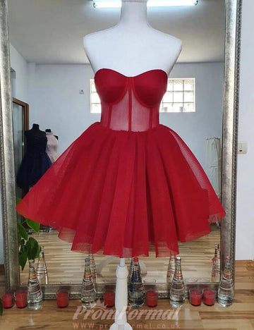 Sweetheart Teen Short Red Prom Dress REAL038