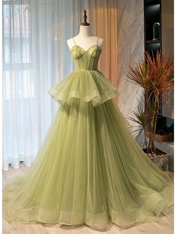 Sweetheart Straps Sage Green Prom Dress REALS045
