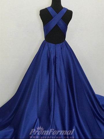 A Line Blue Long Formal Evening Dress REALS096