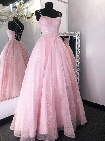 Princess Bling Bling Shiny Pink Long Prom Dress REALS114