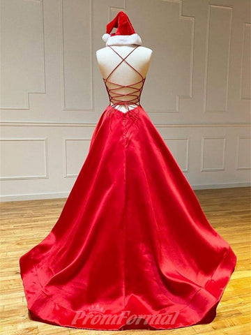 Princess Red V Neck Prom Dress REALS120