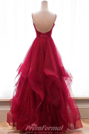 Princess V Neck Burgundy Prom Dress REALS130