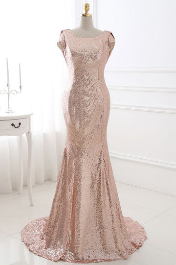 Courtney Sequined Rose Gold Evening Gowns REALS144