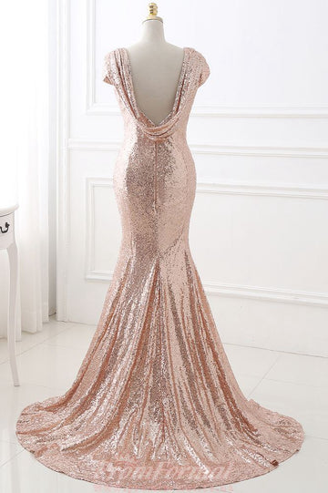 Courtney Sequined Rose Gold Evening Gowns REALS144