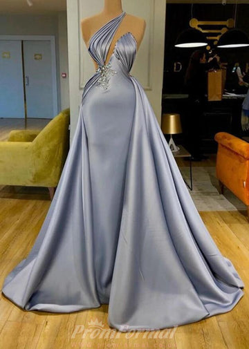 Halter Silver Beadings Sexy Evening Dress REALS147