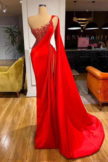 Red Sexy High Split Mermaid Evening Dress REALS192