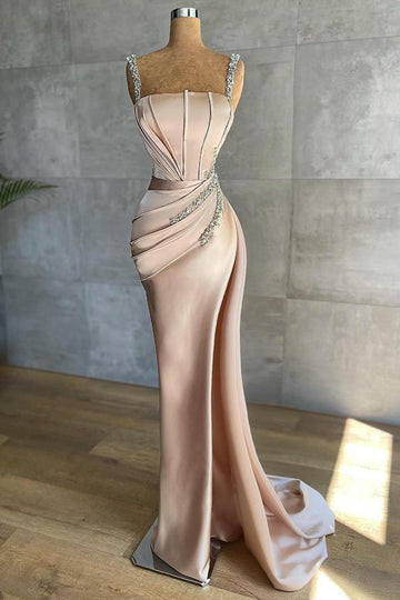 Sexy Rose Gold Beadings Long Mermaid Evening Dress REALS206