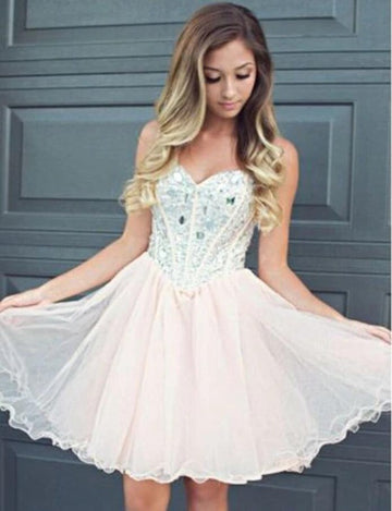 Pink Sweetheart Junior Short Prom Dress SHORT064