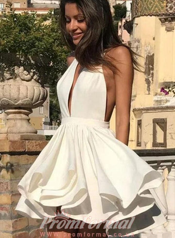 Halter Junior Short White Prom Dress SHORT069