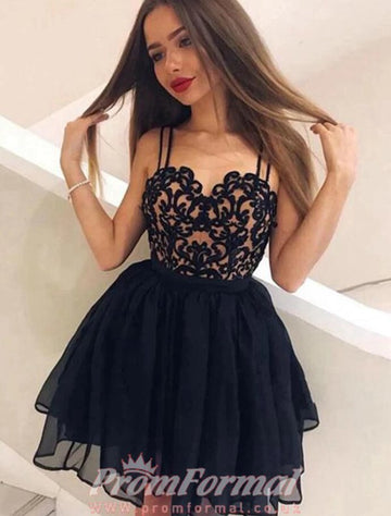 Short Black Lace Junior Prom Dress SHORT076
