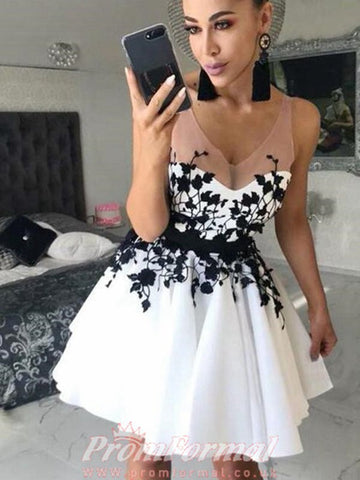 Black and White Short Lace Junior Homecoming Dress SHORT110