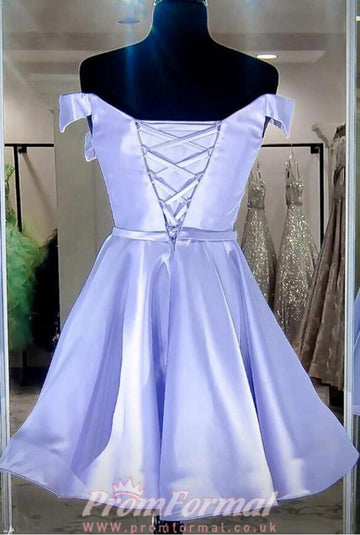 Off the Shoulder Short Lavender Junior Prom Dress SHORT113