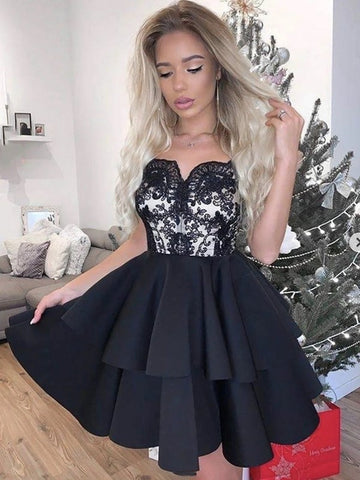 Short Black Lace Junior Prom Dress SHORT135