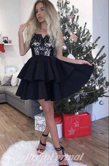 Short Black Lace Junior Prom Dress SHORT135