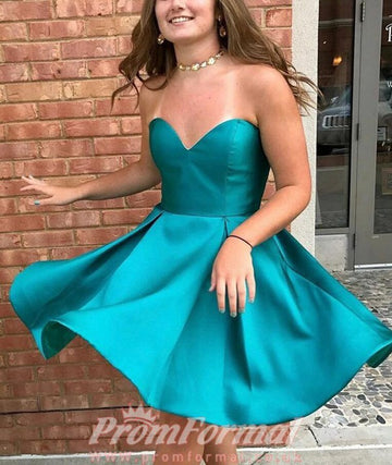 Ink Blue Satin Teen Prom Dress SHORT165