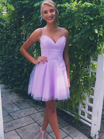 Sweetheart Straps Short Purple Junior Prom Dress SHORT171