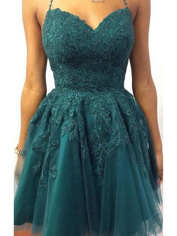 Short Straps Lace Junior Homecoming Dress SHORT173
