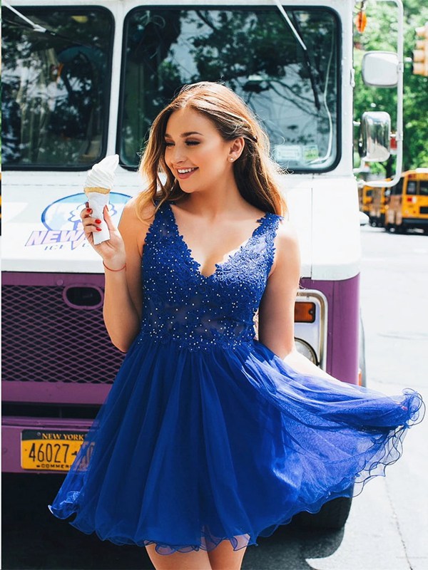 V Neck Short Royal Blue Teen Prom Dress SHORT177 V Neck Short Royal Blue Teen Prom Dress SHORT177