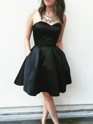 Sweetheart Junior Short Black Prom Dress SHORT181