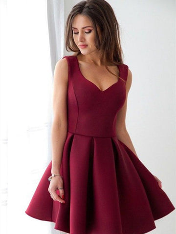 Simple Burgundy Short Teen Prom Dress SHORT197