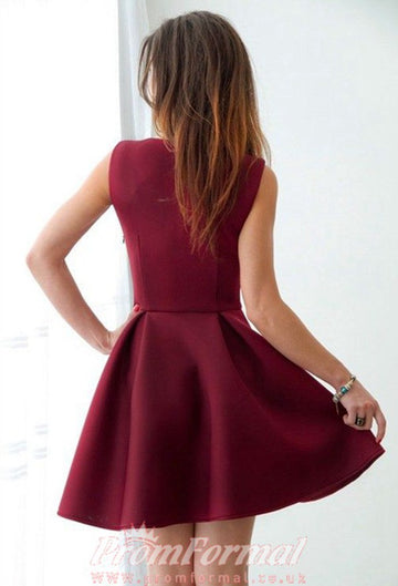 Simple Burgundy Short Teen Prom Dress SHORT197