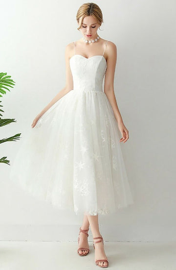 Straps Ankle Length Sweetheart After Party Short Wedding Dress SWD003