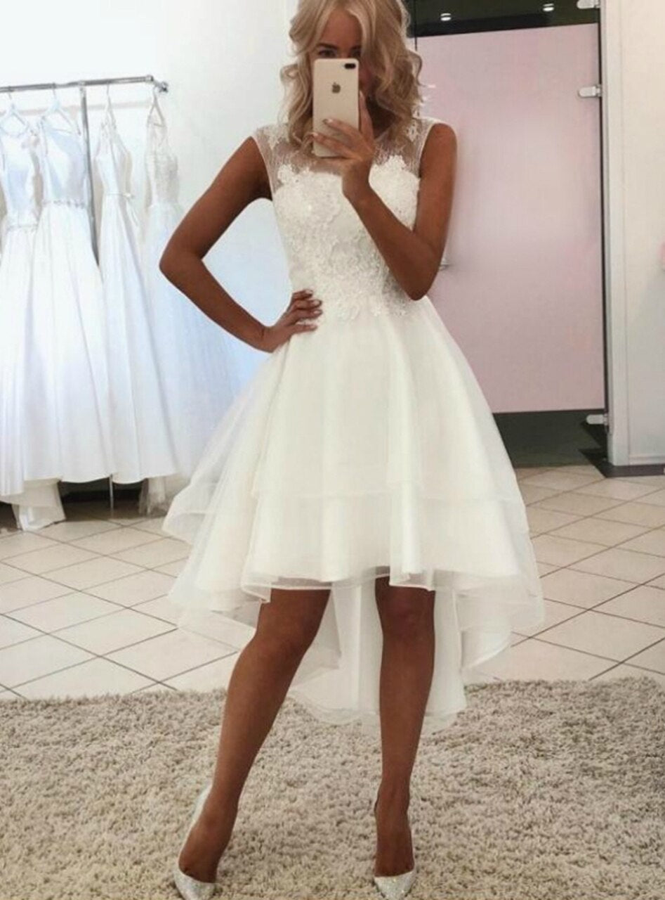 A Line High Low After Party Short Wedding Dress SWD006 A Line High Low After Party Short Wedding Dress SWD006
