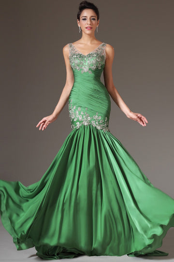 Clover 100D Chiffon Trumpet/Mermaid V-neck Bridesmaid Formal Dress(BDJT1344)