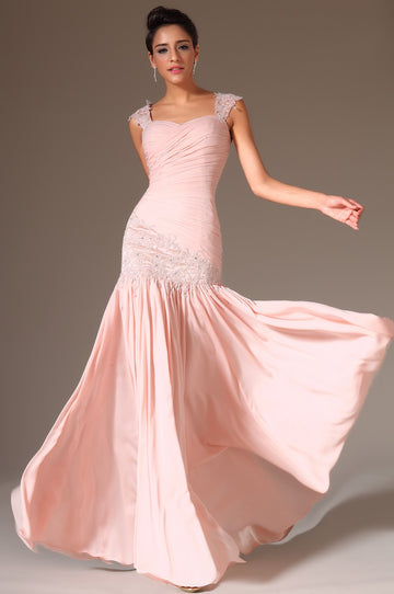 Candy Pink 100D Chiffon Trumpet/Mermaid Straps Bridesmaid Formal Dress(BDJT1376)