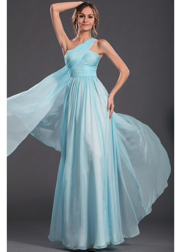 Pool 100D Chiffon A-line One Shoulder Bridesmaid Formal Dress(BDJT1416)