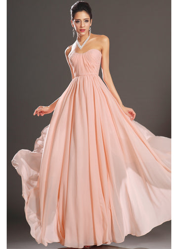 Pearl Pink 100D Chiffon A-line Sweetheart Bridesmaid Formal Dress(BDJT1422)