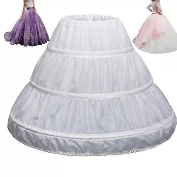 Flower Girl Underskirt Prom Dress Petticoat Kids with 3 Hoops Crinoline Lace Trim CC001