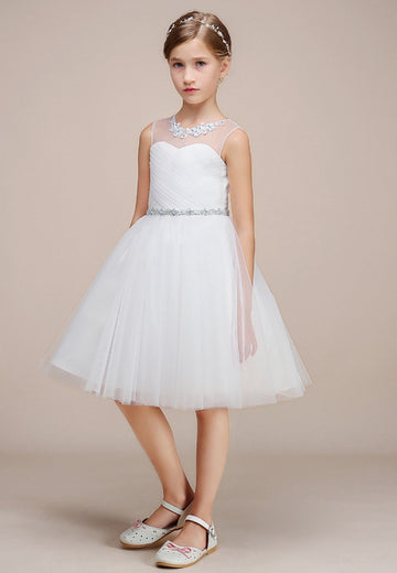 Short White Sweetheart Flower Girl Dress BDCHK170