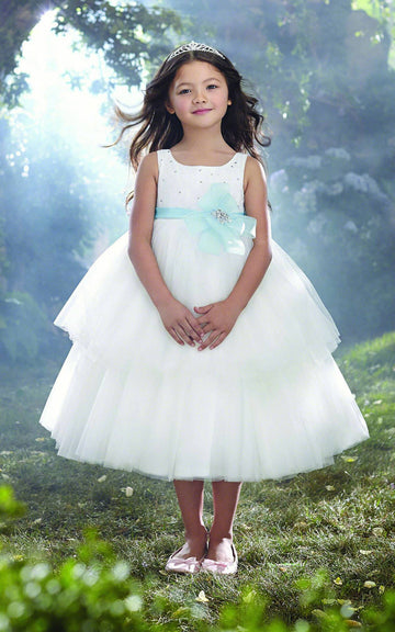 Princess Ankle-length White Flower Girl Dress BDFGD443