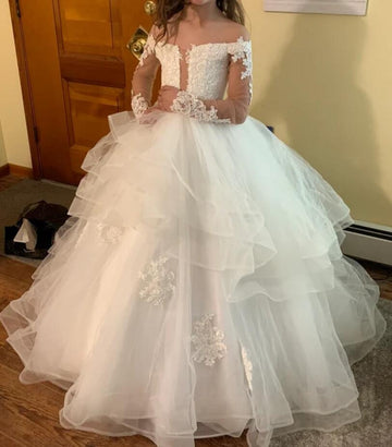 Long Sleeves Communion Dress Flower Girl Dress BDFGD509