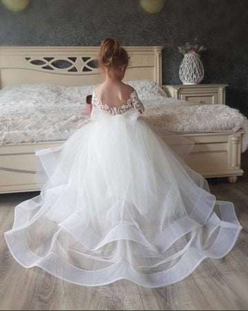 Long Sleeve Toddlers Ivory Flower Girl Dress BDFGD512