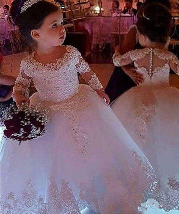 Toddlers Lace Full Sleeve Flower Girl Dress BDFGD514