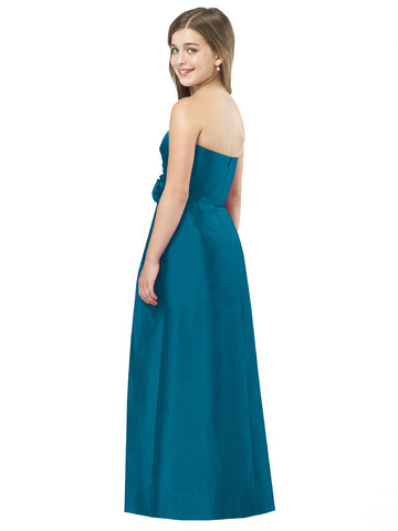 Ink-Blue Sweetheart , Strapless Floor-length Junior Bridesmaid Dress with Pocket(UKJBD03-010)