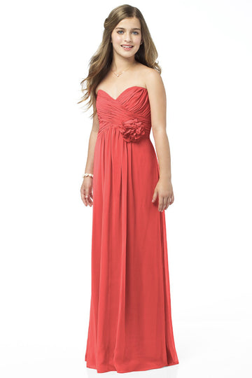 Watermelon Strapless Floor-length Junior Bridesmaid Dress(UKJBD03-011)