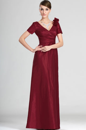 Elegant Burgundy Short Sleeve Mother Of The Bride Dress MBDA001